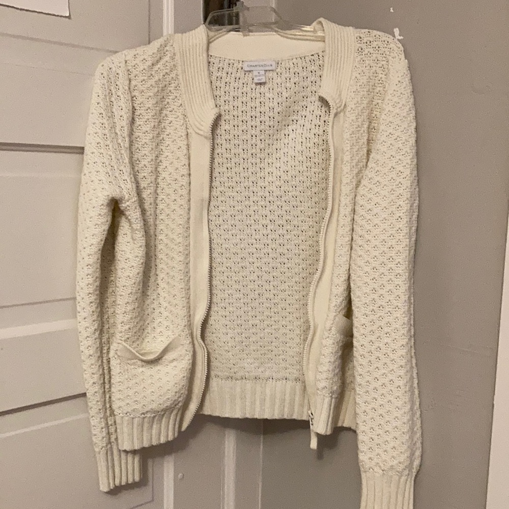 White charter club zip up sweater!